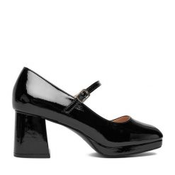 Czółenka JENNY. Czarne czółenka Jenny, bez wzorów, bez obcasa, bez zapięcia. Za 159.99 zł.