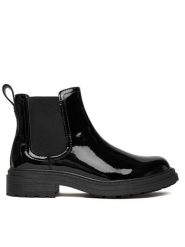 Clarks Sztyblety Orinoco3 Lane 26184623 Czarny. Czarne botki Clarks, bez wzorów, z lakierowanej skóry, bez obcasa, na płaskiej podeszwie, bez zapięcia. Za 299.99 zł.