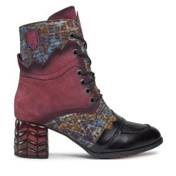 Trzewiki Maciejka. Czerwone botki Maciejka, bez wzorów, bez obcasa, na słupku, bez zapięcia. Za 509.99 zł.