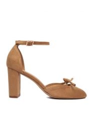 JENNY Czółenka CEO-CD25-230-1 Beżowy. Brązowe czółenka Jenny, bez wzorów, z materiału, bez obcasa, bez zapięcia. Za 139.99 zł.