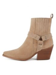 Loft37 Skórzane botki w kolorze beżowym rozmiar: 41. Brązowe botki loft37, bez wzorów, eleganckie, bez obcasa, bez zapięcia. Za 565.99 zł.