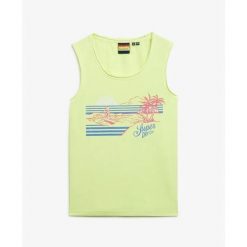 Damski tank top Superdry. Żółte topy Superdry, bez wzorów, bez kołnierzyka, bez ramiączek. Za 125.80 zł.