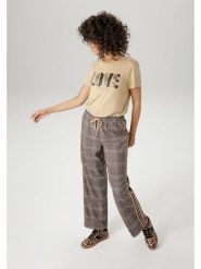 Aniston Spodnie w kolorze ciemnobrązowym rozmiar: 44. Brązowe spodnie materiałowe Aniston, bez wzorów, z materiału, z podwyższonym stanem. Za 65.54 zł.