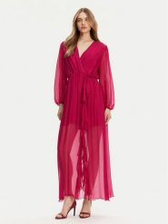 Haveone Sukienka letnia AFF-N013 Różowy Loose Fit. Czerwone sukienki Haveone, s, bez wzorów, z jedwabiu, bez kołnierzyka, bez ramiączek. Za 479.99 zł.