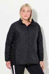 Damskie Kurtka funkcyjna stójka kaptur 2-kierunkowy zamek błyskawiczny. Czarne kurtki Ulla Popken, plus size, bez wzorów, z elastanu, z kapturem. Za 479.99 zł.