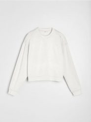 Bluza crewneck basic - kremowy. Białe bluzy bez kaptura Sinsay, l, bez wzorów, z dzianiny, bez kaptura, do biegania. Za 45.99 zł.