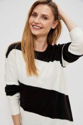 Sweter w skośne pasy. Swetry MOODO, s, bez wzorów, z elastanu, bez ramiączek. W wyprzedaży za 64.99 zł.