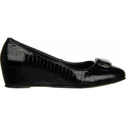 Baleriny Bayla-187 105 Black 187013, Czarny, Skóra naturalna. Czarne baleriny Bayla, z aplikacjami, ze skóry, bez obcasa, na koturnie, bez zapięcia. Za 289.99 zł.