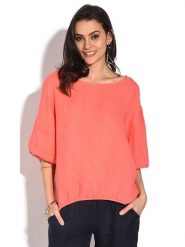 Le Jardin du Lin Lniana bluzka w kolorze koralowym rozmiar: 38. Czerwone bluzki Le jardin du lin, bez wzorów, ze lnu, klasyczne, bez kołnierzyka, bez ramiączek. Za 123.25 zł.