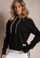 Czarna Bluza Bawełniana z Kapturem Dolcean. Czarne bluzy Renee, bez wzorów, z bawełny, casualowe, bez ramiączek, z kapturem. W wyprzedaży za 83.99 zł.