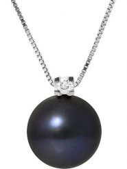 Mitzuko Srebrny naszyjnik z perłą - dł. 42 cm rozmiar: onesize. Szare naszyjniki Mitzuko, z materiału, z cyrkonią, srebrne. Za 347.99 zł.