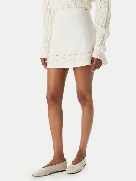 Tommy Jeans Spódnica mini DW0DW22297 Biały Regular Fit. Białe spódnice Tommy Jeans, xs, bez wzorów, z bawełny, mini. Za 341.99 zł.