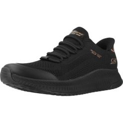 Buty SKECHERS SLIP-INS BOBS SQUAD 4 DIRE STEP Czarny. Czarne trekkingi Skechers, bez wzorów, z tkaniny, bez zapięcia, trekkingowe. Za 363.99 zł.