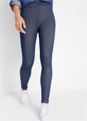 Legginsy termiczne z imitacji jeansu. Niebieskie legginsy bonprix, bez wzorów, z jeansu. Za 92.99 zł.
