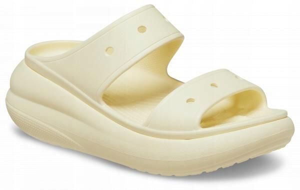 Klapki Dla Dorosłych Crocs Classic Crush. Czerwone klapki Crocs, bez wzorów, z materiału, bez obcasa, bez zapięcia. Za 119.99 zł.