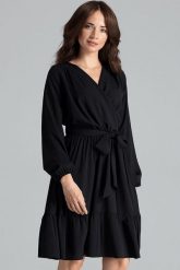 Sukienka boho rozkloszowana kopertowa midi z falbaną czarna. Czarne sukienki Sukienki.shop, na imprezę, xl, bez wzorów, boho, bez kołnierzyka, bez ramiączek, midi, kopertowe. Za 189.00 zł.