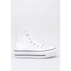 Kapcie CONVERSE CHUCK TAYLOR ALL STAR PLATFORM LEATHER Biały. Białe kapcie Converse, bez wzorów, ze skóry. Za 407.99 zł.