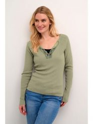 Kaffe Sweter "Maro" w kolorze khaki rozmiar: XXL. Brązowe swetry Kaffe, s, bez wzorów, z koronki, klasyczne, bez ramiączek. Za 88.02 zł.