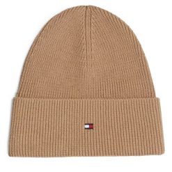 Czapka Tommy Hilfiger. Brązowe czapki zimowe Tommy Hilfiger, bez wzorów. Za 199.99 zł.