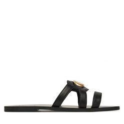 Klapki Liu Jo. Czarne klapki Liu Jo, bez wzorów, bez obcasa, bez zapięcia. Za 279.99 zł.