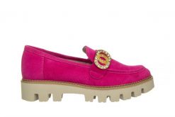 Mokasyny Bayla-159 4806 152-P Fuksja Welur 159122, Skóra naturalna - 40. Czerwone mokasyny Bayla, z aplikacjami, ze skóry. W wyprzedaży za 179.10 zł.