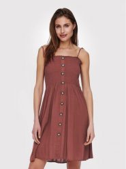 ONLY Sukienka letnia Annika 15193884 Brązowy Slim Fit. Brązowe sukienki ONLY, bez wzorów, z wiskozy, bez kołnierzyka, bez ramiączek. Za 69.99 zł.