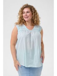 KAFFE curve Bluzka w kolorze błękitnym rozmiar: 50. Niebieskie bluzki KAFFE curve, bez wzorów, z bawełny, bez kołnierzyka, bez ramiączek. Za 60.99 zł.