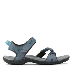 Sandały Teva. Niebieskie sandały Teva, bez wzorów, sportowe, bez obcasa, bez zapięcia. Za 399.99 zł.