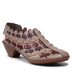 Czółenka Rieker. Brązowe czółenka Rieker, bez wzorów, bez obcasa, bez zapięcia. Za 299.99 zł.