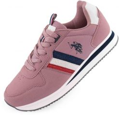 Obuwie damskie USA Polo Assn. trampki różowe. Czerwone trampki sportowe 7-SERIES, z aplikacjami, ze skóry, bez zapięcia. Za 255.99 zł.