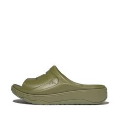 Klapki damskie FitFlop Tonal Rubber. Zielone klapki FIT FLOP, bez wzorów, bez obcasa, bez zapięcia. Za 361.00 zł.