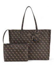 Guess Shopper bag w kolorze brązowym - 49 x 31 x 14 cm rozmiar: onesize. Brązowe shopper bag Guess, z aplikacjami, z materiału, na ramię, bez dodatków. Za 506.32 zł.