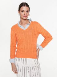 Polo Ralph Lauren Sweter 211891641008 Pomarańczowy Slim Fit. Brązowe swetry Polo Ralph Lauren, xs, bez wzorów, z bawełny, bez ramiączek. Za 529.99 zł.