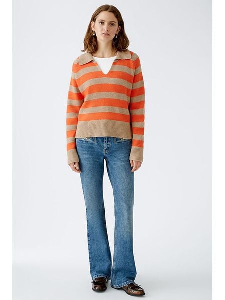 Oui Sweter w kolorze karmelowo-pomarańczowym rozmiar: 44. Brązowe swetry Oui, bez wzorów, z wełny, bez ramiączek. Za 157.35 zł.