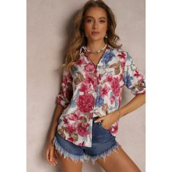 Biała Koszula Dephereia. Białe koszule Renee, l, z aplikacjami, z jeansu, retro, bez kołnierzyka, bez ramiączek. W wyprzedaży za 63.99 zł.