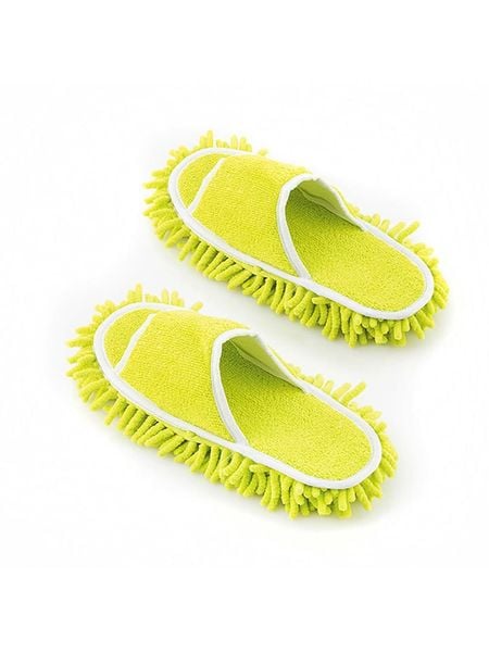 InnovaGoods Kapcie mopujące w kolorze limonkowym - 27 x 4 x 11 cm rozmiar: onesize. Zielone kapcie InnovaGoods, bez wzorów, z materiału. Za 52.95 zł.