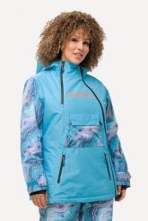 Damskie Kurtka sportowa kaptur wodoodporna dwukierunkowy zamek błyskawiczny. Niebieskie kurtki narciarskie Ulla Popken, plus size, bez wzorów, z materiału, z kapturem, snowboardowy. Za 849.99 zł.