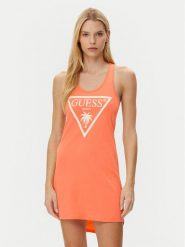 Guess Sukienka codzienna E3GP03 JA914 Pomarańczowy Regular Fit. Brązowe sukienki Guess, na co dzień, m, z aplikacjami, z bawełny, bez kołnierzyka, bez ramiączek, proste. Za 109.99 zł.