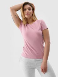 4F T-shirt slim gładki damski - różowy XS. Czerwone t-shirty 4f, xs, bez wzorów, z bawełny, sportowe, bez kołnierzyka, bez ramiączek. W wyprzedaży za 29.99 zł.