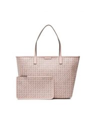 Tory Burch Torebka Basketweave Tote 145634 Różowy. Czerwone shopper bag Tory Burch, bez wzorów, ze skóry, bez dodatków. Za 1,779.00 zł.