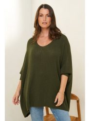 Curvy Lady Sweter w kolorze khaki rozmiar: 48/50. Brązowe swetry Curvy Lady, bez wzorów, klasyczne, bez ramiączek. Za 106.13 zł.