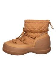 Moon Boot Botki zimowe "Mezzaluna" w kolorze jasnobrązowym rozmiar: 35. Brązowe botki Moon Boot, bez wzorów, z materiału, bez obcasa, bez zapięcia. Za 389.95 zł.