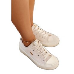 Materiałowe Trampki Damskie Big Star RR274768 Beżowe beżowy. Brązowe trampki bez wzorów, z gumy, eleganckie, bez zapięcia. Za 207.99 zł.