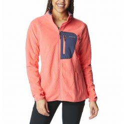 Bluza techniczna damska Columbia W Outdoor Tracks Full Zip. Czerwone bluzy Columbia, s, bez wzorów, bez kaptura, outdoorowe. Za 287.99 zł.