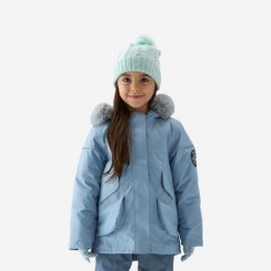 Parka turystyczna dla dzieci Quechua SH500 Mountain. Niebieskie płaszcze QUECHUA, na zimę, m, bez wzorów, z materiału, sportowe, bez kaptura. Za 199.99 zł.