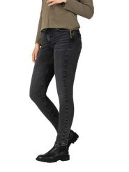 Timezone Dżinsy "Enya" - Slim fit - w kolorze antracytowym rozmiar: W26/L32. Czarne jeansy Timezone, l, z aplikacjami, klasyczne, z podwyższonym stanem. Za 92.42 zł.