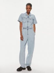 Tommy Jeans Kombinezon DW0DW18112 Niebieski Regular Fit. Niebieskie sukienki Tommy Jeans, xxs, bez wzorów, z bawełny, bez kołnierzyka, bez ramiączek. Za 969.99 zł.