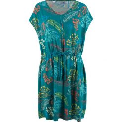 Sukienka z dżerseju z tunelem bonprix kobaltowy turkusowy z nadrukiem. Sukienki marki Marie Zélie. Za 49.99 zł.