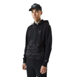 Bluza z zamkiem błyskawicznym New Era Chicago Bulls. Czarne bluzy z kapturem New Era, m, bez wzorów, z bawełny, bez kaptura, do koszykówki. Za 277.00 zł.