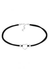 Elli Damski Choker Serce Miłość z welurem czarny ze srebra próby 925 Sterling Silver Naszyjniki 1 ct. Czarne naszyjniki Elli, z materiału, srebrne. Za 293.99 zł.